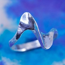 Size 6.25, vintage minimalist, simple Sterling 925 silver handmade ribbed ring