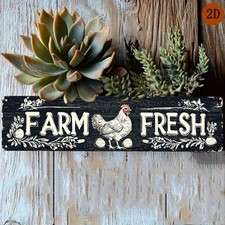 2D Vintage Farm Fresh Eggs Metal Sign Rustic Garage Farmhouse Home Wall Decor