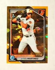 Stiven Martinez 2024 1st Bowman Chrome GOLD REFRACTOR 47/50 Sapphire Orioles z6