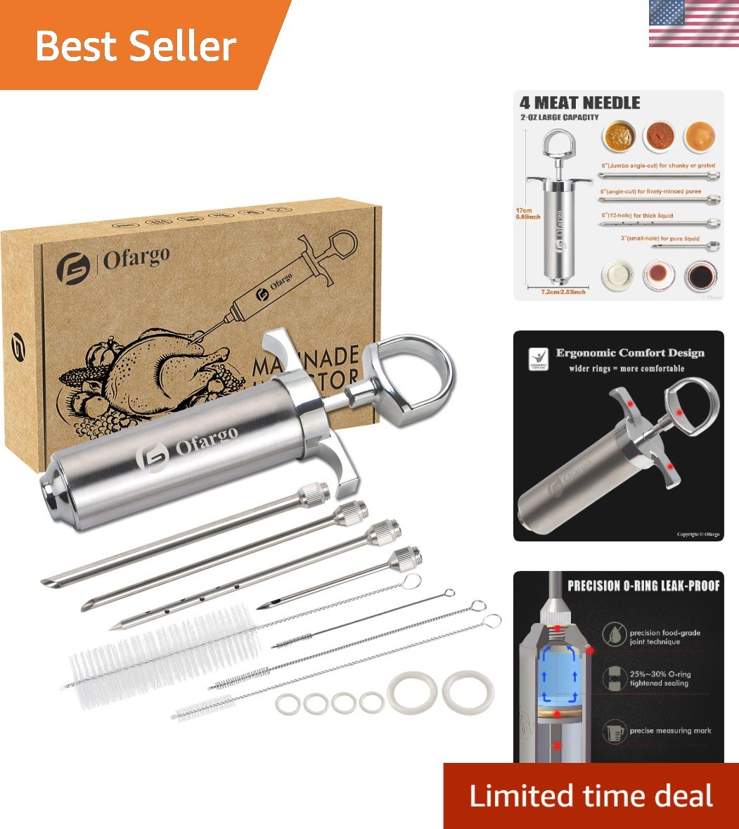 Essential 2oz Meat Injector with 4 Marinade Needles - Perfect for Holiday Feasts