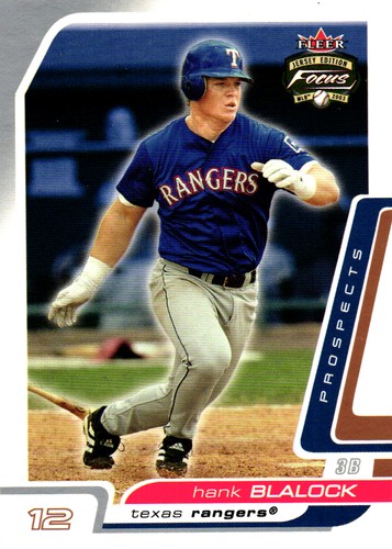 2003 Fleer Focus Jersey Edition Hank Blalock #177 card