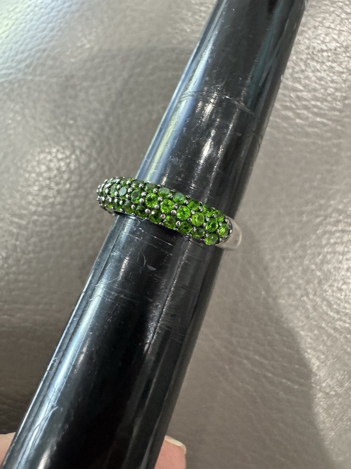 Beautiful sterling silver stackable with Green pa… - image 10