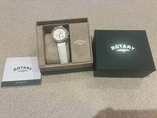 Rotary Women’s LB10150 Quartz Watch White Leather Strap Date 32mm 50m Box