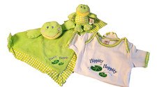 Happy Hoppy Frog Baby Gift Set 3-Piece - Blanket, Rattle & Bodysuit (3-6 Months)