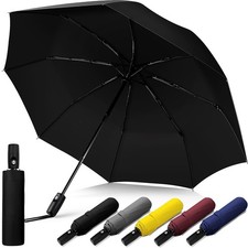 Windproof Travel Umbrella, Compact Umbrella, Easy Automatic Open/Close  Car Um...