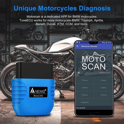 NEXAS Bluetooth OBD2 Scanner Auto & Motorrad Motor Diagnosegerät Codeleser
