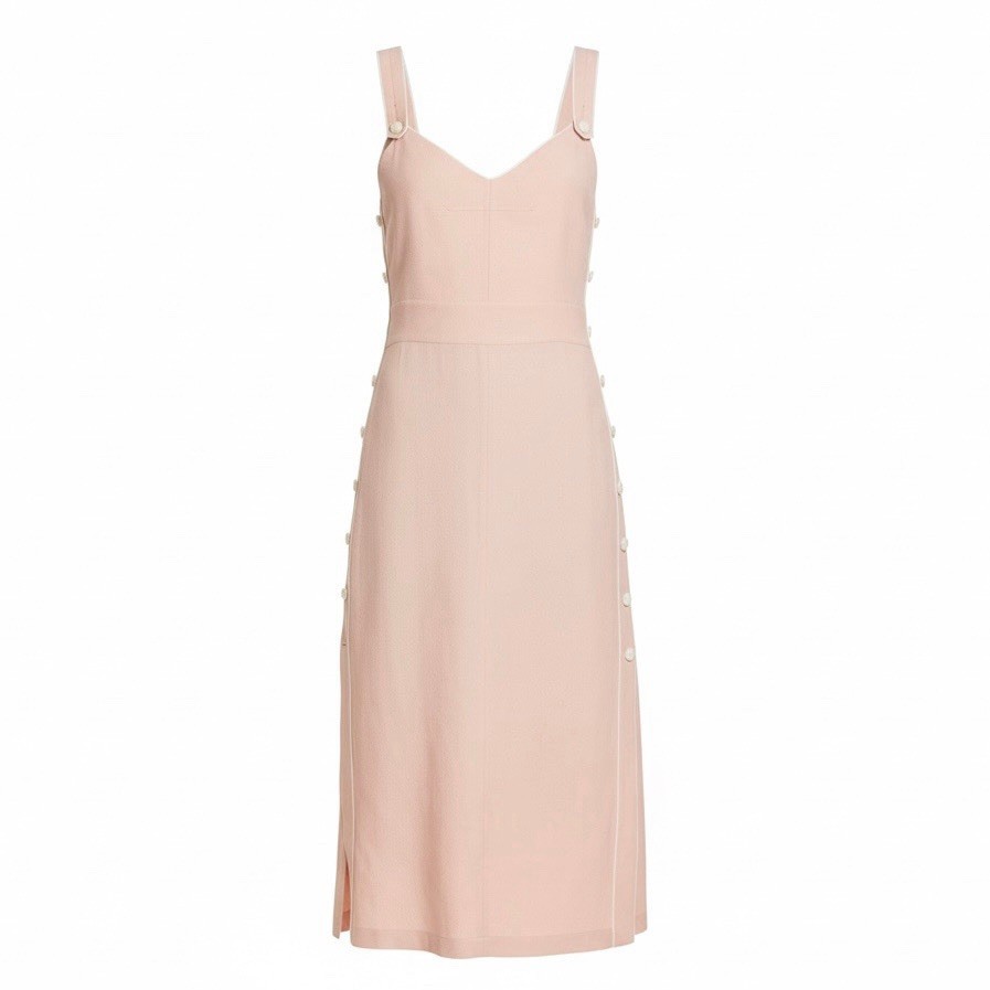 $495 Rag & Bone Tia Sleeveless Button-Trimmed Midi Dress Pink Women’s Large
