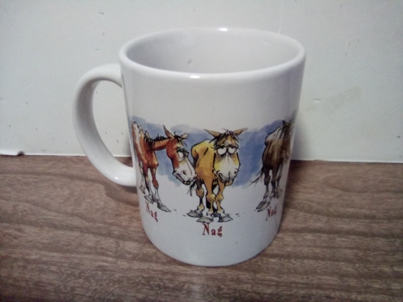 Vintage Leanin' Tree Coffee Mug Cup Nag Nag Nag Horses Stella Strickland 1997