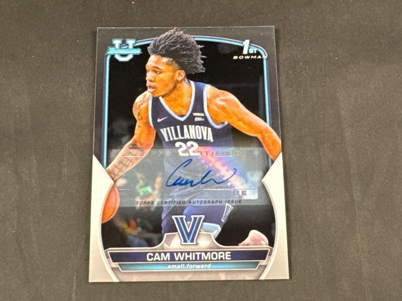 2022-23 BOWMAN CHROME U BASKETBALL CAM WHITMORE #22 1ST AUTO VILLANOVA ROCKETS