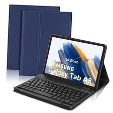  Spanish Keyboard Case for Samsung Galaxy Tablet A8 (10.5 inch, Navy Blue