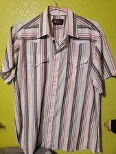 Panhandle Slim Vintage Western Shirt Pearl Snap Vertical Striped S/S XL