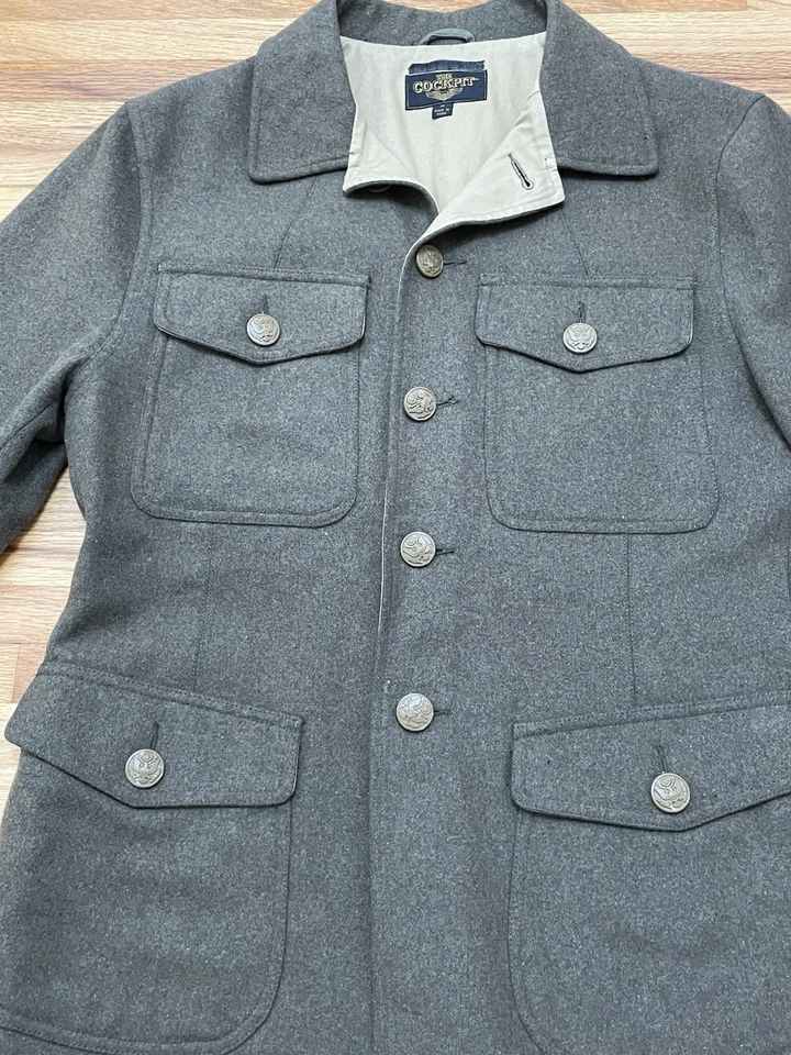 Cockpit USA Military Wool Blend Jacket Men's M WWII Style Map Green Lucky - Image 3 of 4