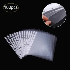100x Sleeves Clear Sheet Page Protector Document Office Ring Binder For A4 Paper