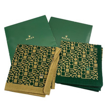 Set of 2 ROLEX Official Green Logo Handkerchief Scarf 44x45cm w/Box Japan