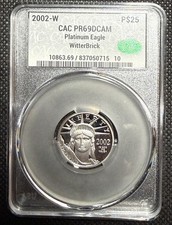 2002-W $25 Platinum Eagle CAC PR69 DCAM | WitterBrick | 1/4 oz 3599.96 per troy oz