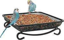 Ground Bird Feeder Tray Metal Mesh Platform for Wild Birds Squirrels Garden Yard