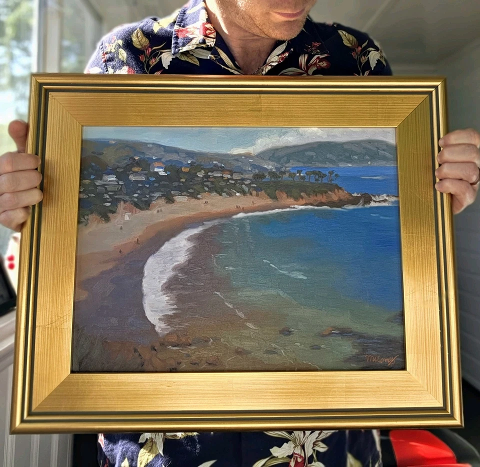 Original 12x16 Laguna Beach Oil Painting  With Gold Frame - Image 3 of 4