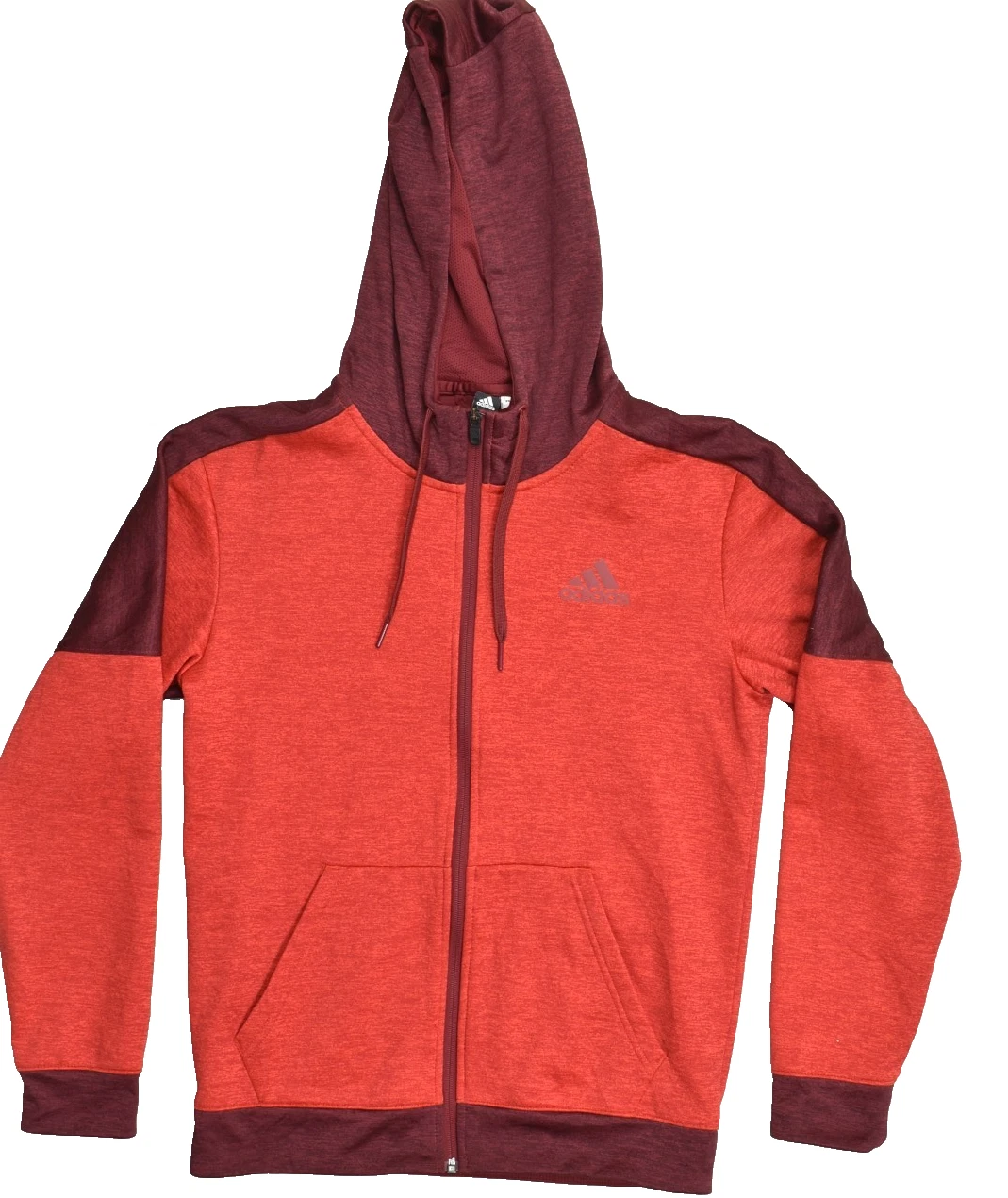 Adidas Men's Size Small Red Maroon Full Zip Hoodie Fleece Lined Jacket Softshell