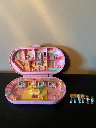 1992 Polly Pocket Stampin School Compact - 6 Figures - 2 Duplicates - INCOMPLETE