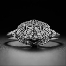 Art Deco 1 Ct Brilliant Round Lab-Created Diamond Engagement Ring In 925 Silver