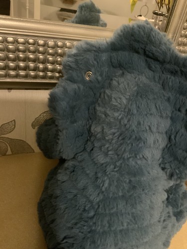 Steiff Plush Dinosaur Dixi Triceratops Cuddly Soft Toy Blue Approx 24cm - Picture 6 of 10