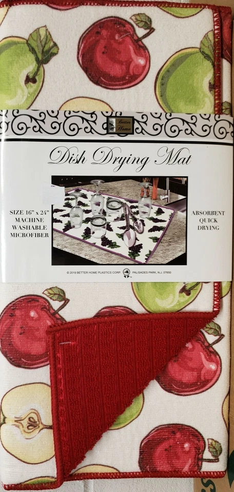 Alfombra de cocina de microfibra de secado rápido, (16" x 24") manzanas rojas y verdes, roja de BH Foto 2 de 4