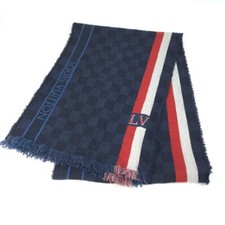 LOUIS VUITTON M70338 Echarpes messager fringe Scarf wool Navy/Red