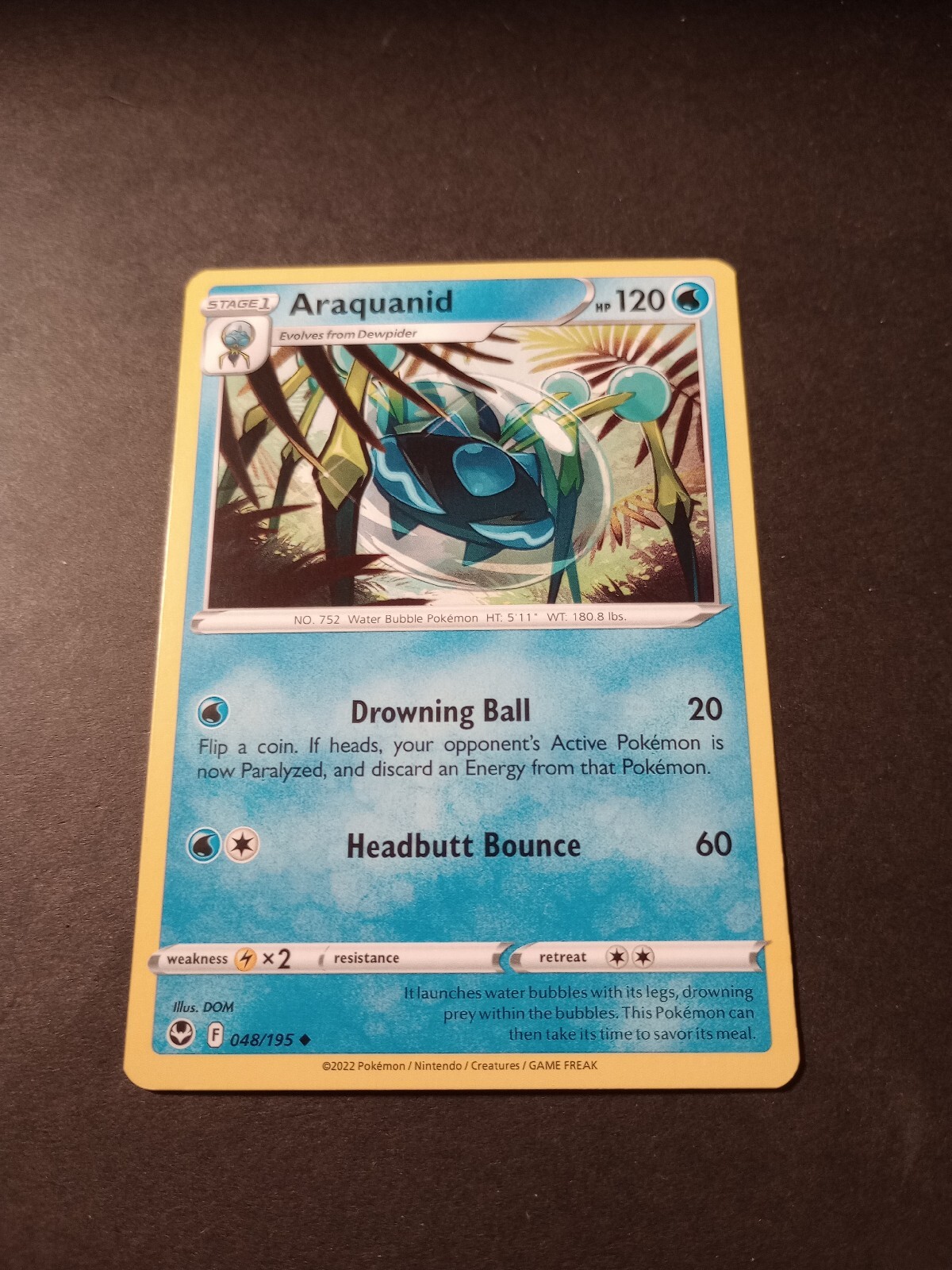 Pokemon Silver Tempest Araquanid Uncommon Card 048/195 NM