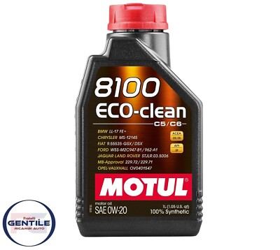 1Lt Engine Oil Motul 8100 Eco-Clean 0W-20 100% Synthetic Acea C5/C6 955535