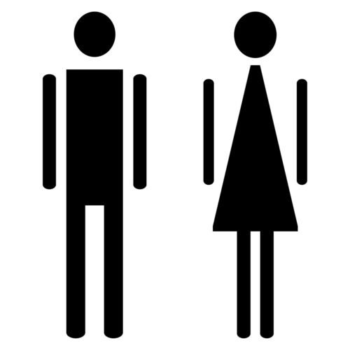Homme Femme WC salle de bain porte de toilette indication autocollant tatouage film décoratif indication panneau - Photo 1/5