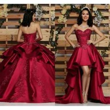 Red Detachable Dresses Quinceanera Applique Sweet 15 16 Princess Gown Vestidos