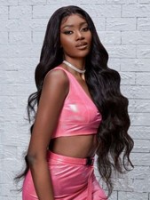 Real Brazilian Virgin Human Hair Wigs Body Wave Lace Front Wig Pre Plucked Black