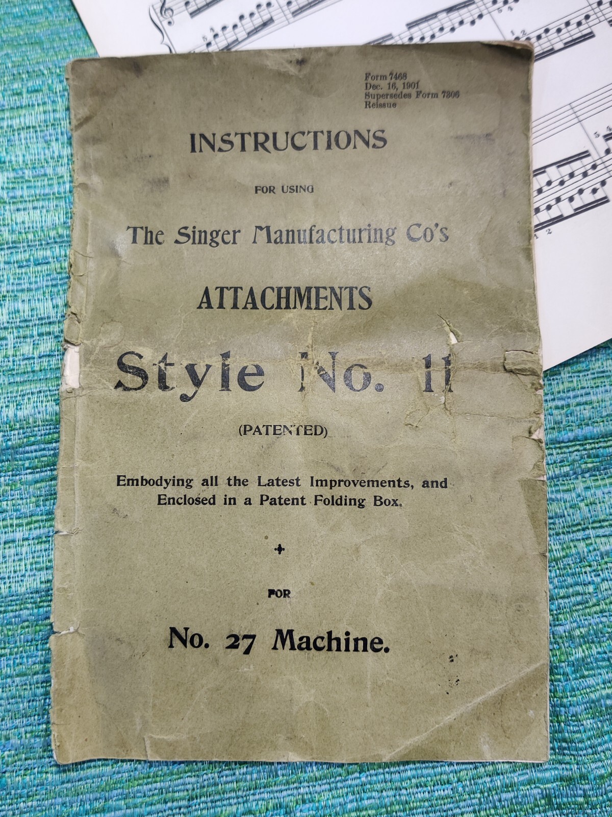 Vtg Singer Sewing Machine Manual No. 27 Attachment Instructions Style