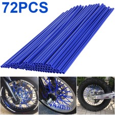 72x Spoke Skins Covers Motocross Dirt Bike Wheel Rim Guard Protector Wrap Blue