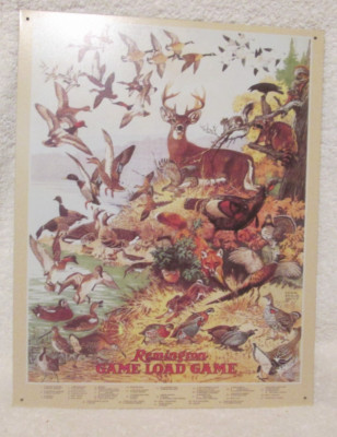 Remington Game Load METAL SIGN poster hunting cabin wildlife DEER legend chart