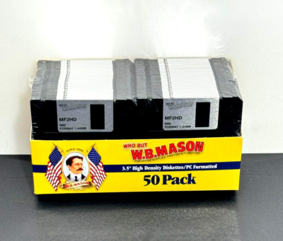 NEW Factory Sealed 50 pack WB Mason 3.5'' High Density Diskettes PC Format
