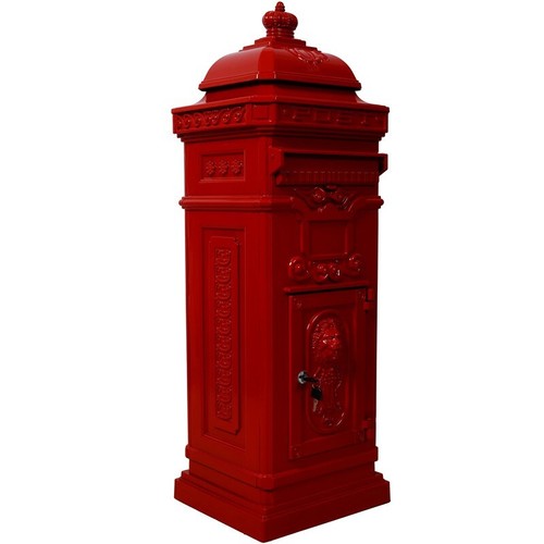 Outdoor Rainproof Post Box Mailbox Red Cast Aluminum Large-Capacity Letter Box - Picture 6 of 18