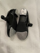 Danskin Freestyle Girls Size 10 Tap Shoes Black Patent
