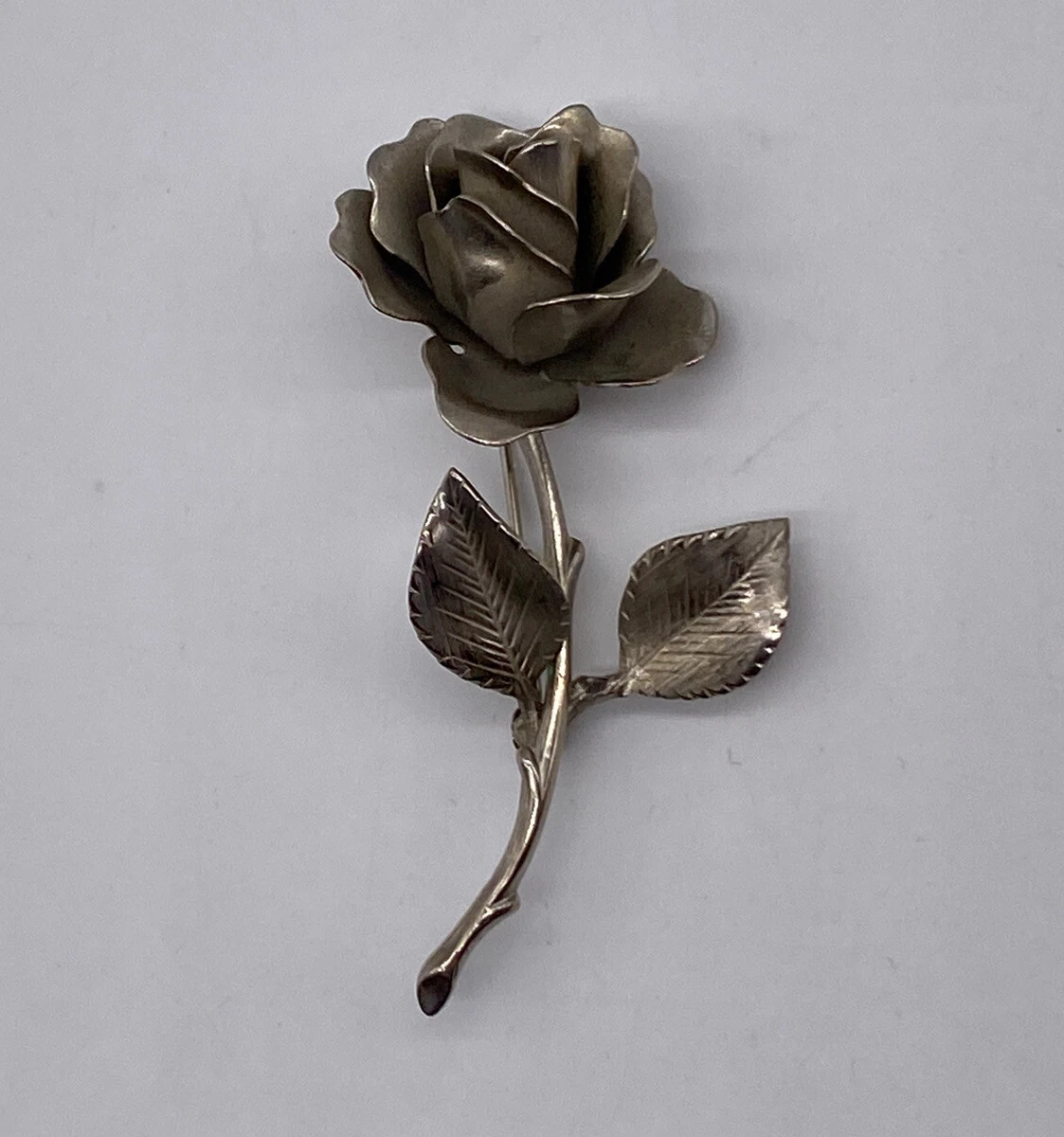 Vintage Giovanni Rose Brooch Pin Silver Tone