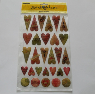 RARE CREATIVE IMAGINATIONS ''Marah Johnson '' Epoxy Heart Stickers 141534