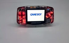Game Boy Advance GBA Ultimate Clear Edition- Laminate RGB - Red PCB Rechargeable