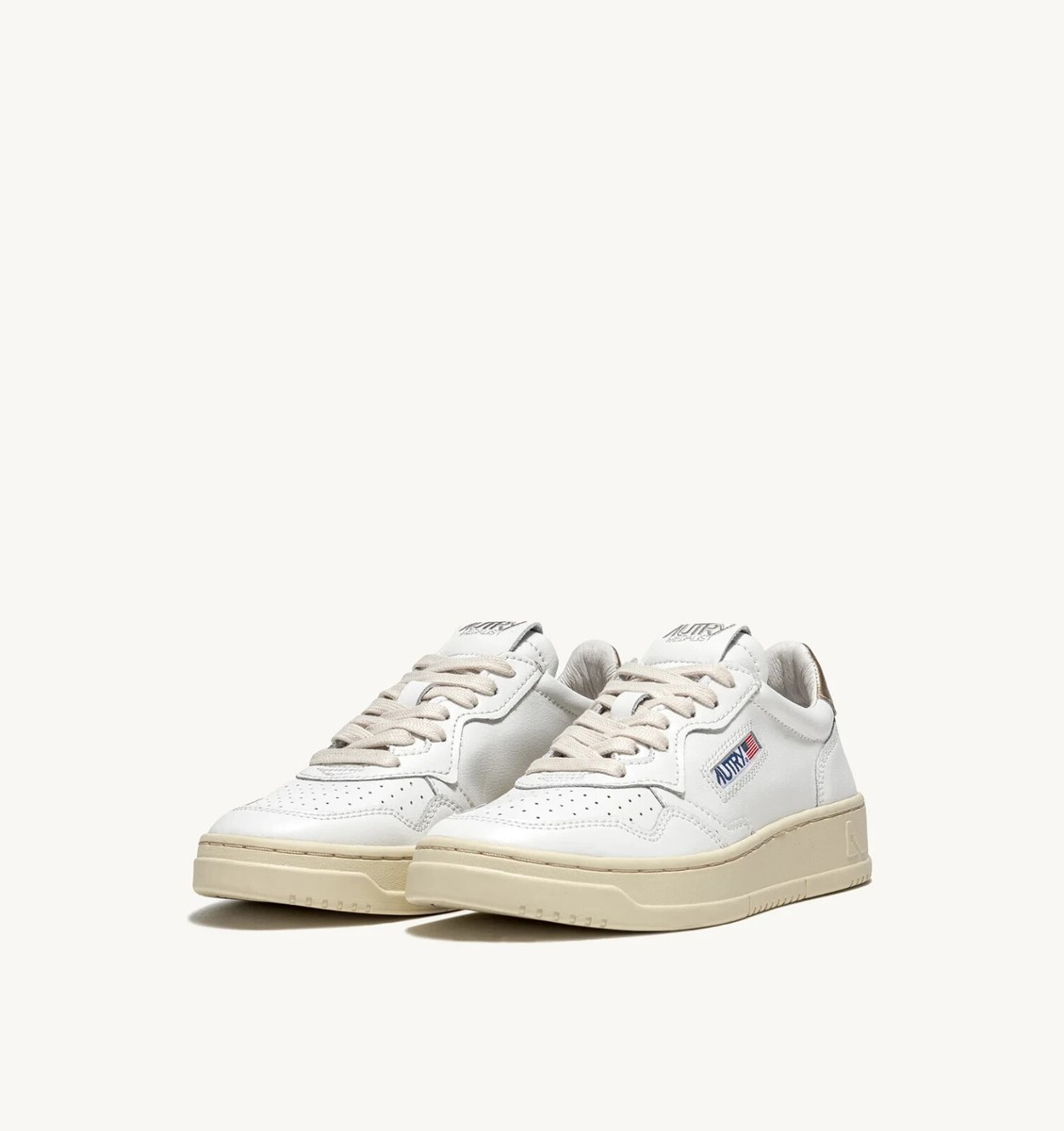 スニーカー AUTRY Women Sneakers AULW LL06 WHT GOLD White Women's Autry Medalist Low White Leather Sneakers, Gold