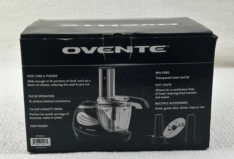 Ovente Mini Electric Food Processor Smoothies, Vegetables, Salad 1.5 Cup PF1007B - Image 4 of 4