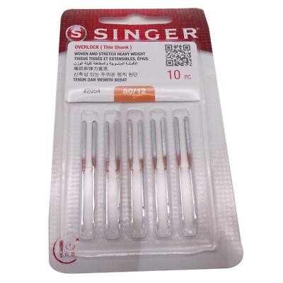 10PCS Overlocknadeln #2054 FÜR Singer 14U13,14U23,14U52A,14U53A (Größe 80/12)