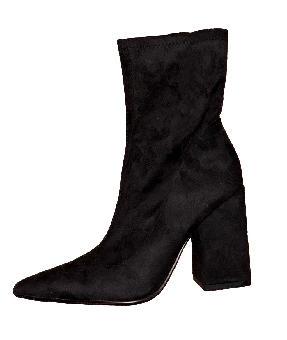 RTLS $140 NINE WEST WOMENS SUEDE BLACK HEEL ANKLE BOOTS SZ