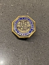 Vintage Hospital Volunteer Service Pin Collectible Gold Gilt Brass Blue Enamel 