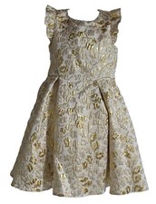 David Charles Gold Label Luxury Party Dress Girls Size 8 Yrs Floral Ivory & Gold