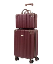 Puíche Trésor Carry-on Vanity Trunk Luggage, Set of 2, Burgundy
