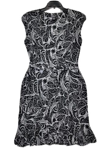 Glamour Women Stretch Paisley Sheath Sleeveless Belted Dress Black Size 12 - Picture 1 of 9