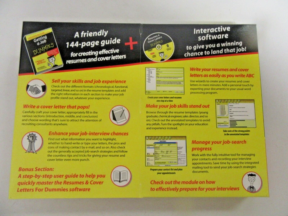 Resumes & Cover Letters for Dummies CD ROM & 144 page reference guide new in box - Image 3 of 4